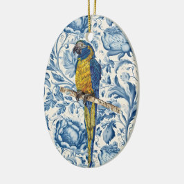 Ornamento De Cerâmica Linda Macaw Ameaçada Pintada À Mão