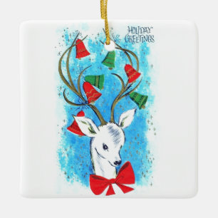 Ornamento De Cerâmica Linda Meio século Vintage Reindeer