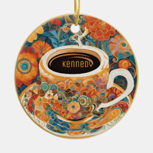 Ornamento De Cerâmica Linda Ornação de Café de Arte Moderna