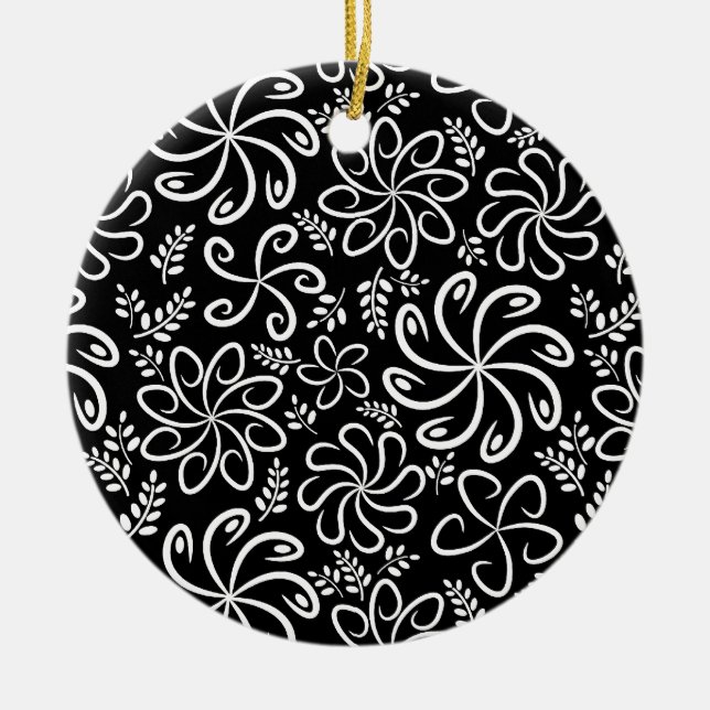 Ornamento De Cerâmica Linda Ornament preto e branco (Frente)