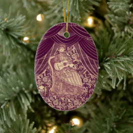 Ornamento De Cerâmica Linda senhora com violão