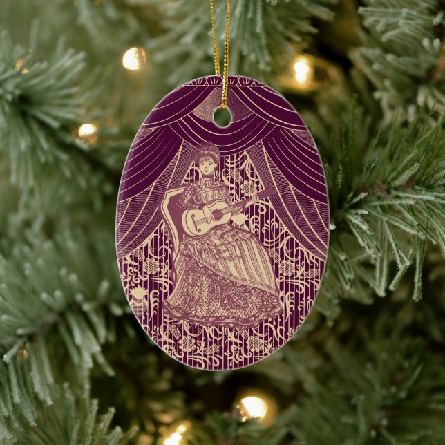 Ornamento De Cerâmica Linda senhora com violão (Árvore)