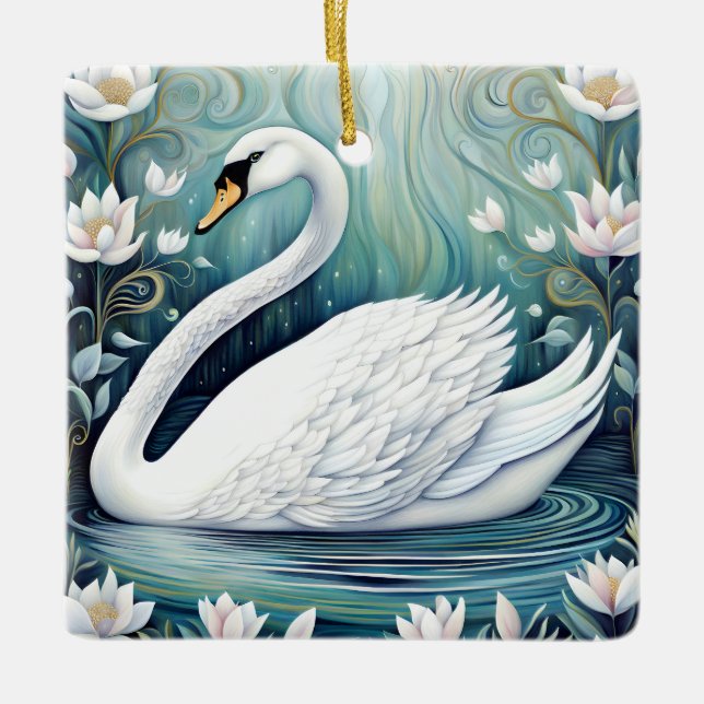 Ornamento De Cerâmica Linda Swan (Frente)