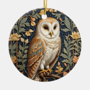 Ornamento De Cerâmica Linda Vintage Barn Owl William Morris Inspirou