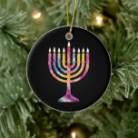 Ornamento De Cerâmica Linda Vintage Hanukkah Menorah Happy Hanukkah<br><div class="desc">Linda Vintage Hanukkah Menorah Happy Hanukkah</div>