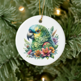 Ornamento De Cerâmica Linda Watercolor Amazon Parrot Personalizada
