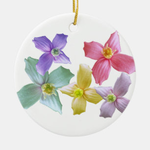 Ornamento De Cerâmica Lindas flores cor-de-rosa, azuis, roxas, amarelas