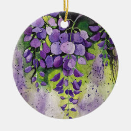 Ornamento De Cerâmica Lindas Flores De Wisteria Em Aquarela