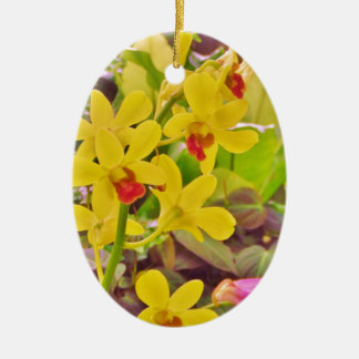 Ornamento De Cerâmica Lindas orquídeas de outono amarelas
