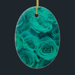 Ornamento De Cerâmica Lindas rosas verdes-lacrimogêneas<br><div class="desc">Delicada Elegância Teal: Um buquê de rosas teais encantadores,  capturando serenidade e graça. Perfeitamente projetado para um toque de sofisticação em qualquer lugar.</div>