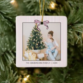 Ornamento De Cerâmica Lindo Arco Rosa Coquete Foto Natal 