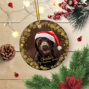 Ornamento De Cerâmica Lindo Cachorro Filhote Pet Primeiro Natal Foto Sim
