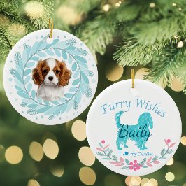 Ornamento De Cerâmica Lindo Cavalier Azul Pastel | Natal Personalizado