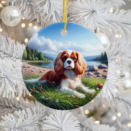 Ornamento De Cerâmica Lindo Cavalier King Charles Spaniel Lembrança