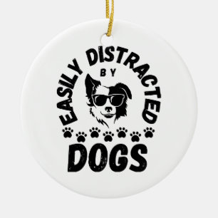 Ornamento De Cerâmica Lindo Fácilmente Distraído por Cães amantes de ani