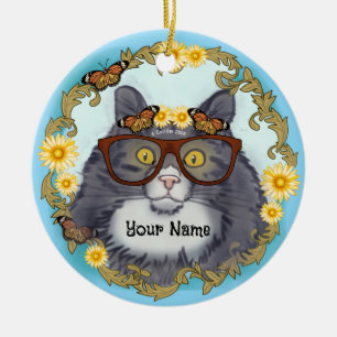 Ornamento De Cerâmica Lindo Gato Floof