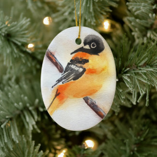 Ornamento De Cerâmica Lindo Natal em Aquarela do Robin