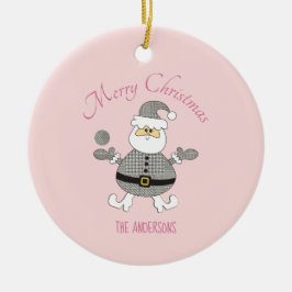 Ornamento De Cerâmica Lindo Natal Fofo Xadrez Moda Papai Noel