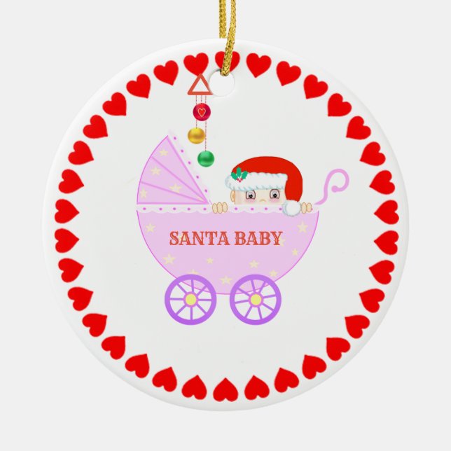 Ornamento De Cerâmica Lindo Natal Santa Bebê (Frente)