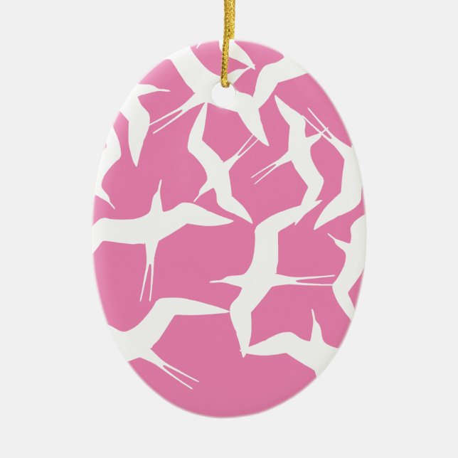 Ornamento De Cerâmica Lindo Produto com Padrão de Pássaros Voadores (Frente)