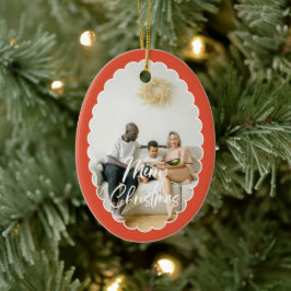 Ornamento De Cerâmica Lindo Rótulo Manuscrito Feliz Natal 2 Foto