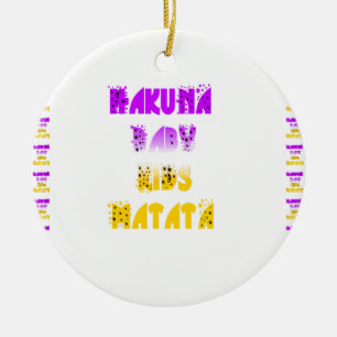 Ornamento De Cerâmica Lindo Roxo e Amarelo Hakuna Matata Bebê Crianças R