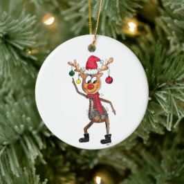 Ornamento De Cerâmica Lindo Veado de Natal Dançante Caprichoso