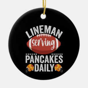 Ornamento De Cerâmica Lineman Servindo Pancakes Daily Funny Football Gif