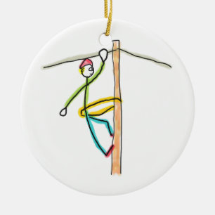 Ornamento De Cerâmica Lineman Stickman