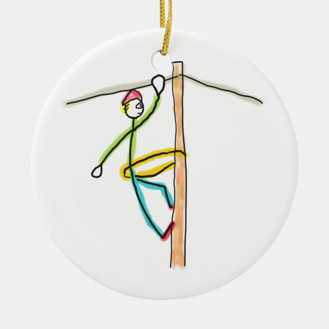Ornamento De Cerâmica Lineman Stickman (Frente)