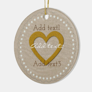 Ornamento De Cerâmica Linen Dourado Bonito Crianças Doce Do Coração