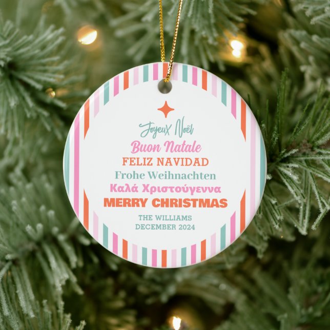 Ornamento De Cerâmica Línguas Feliz Natal (Árvore)