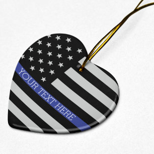 Ornamento De Cerâmica Linha Azul Fino - Bandeira Americana