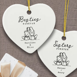 Ornamento De Cerâmica Linha de Arte de Melhor Amigo Nomes Personalizados