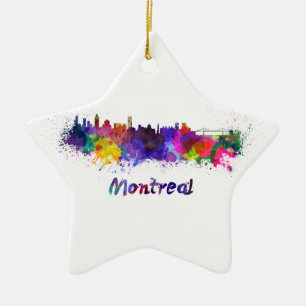 Ornamento De Cerâmica Linha do horizonte de Montreal na aquarela