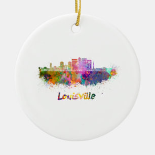 Ornamento De Cerâmica Linha do horizonte V2 Louisville em aquarela