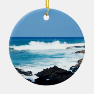 Ornamento De Cerâmica Linha havaiana ondas da costa do oceano da lava de