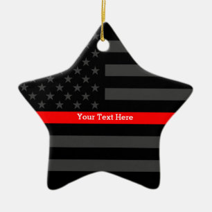 Ornamento De Cerâmica Linha vermelha fina personalizada bandeira