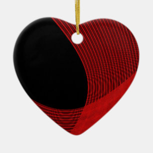Ornamento De Cerâmica Linhas Modernas Vermelho e Preto