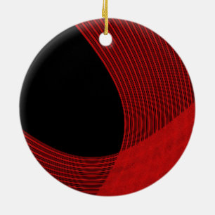 Ornamento De Cerâmica Linhas Modernas Vermelho e Preto