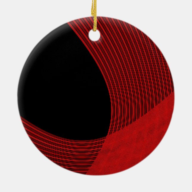 Ornamento De Cerâmica Linhas Modernas Vermelho e Preto (Traseira)