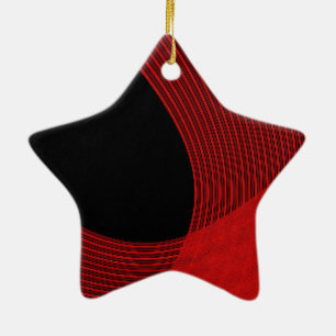 Ornamento De Cerâmica Linhas Modernas Vermelho e Preto