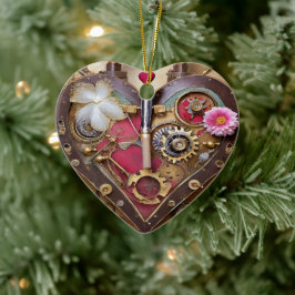 Ornamento De Cerâmica Lipstick Flores Heart Steampunk Series