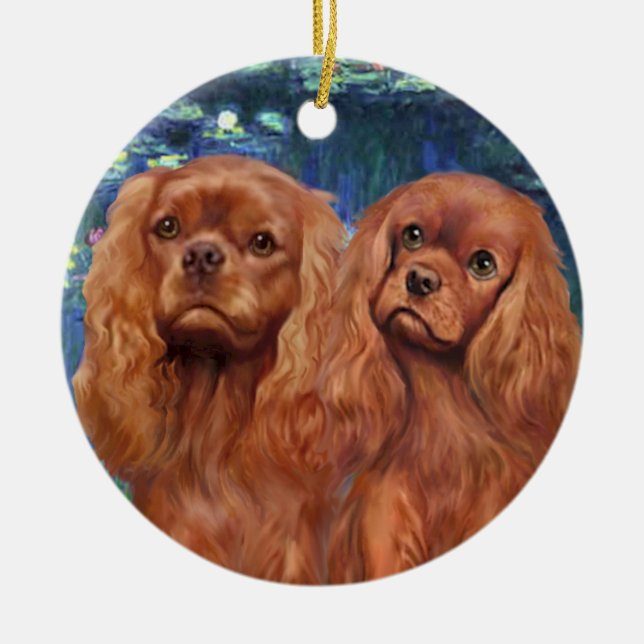 Ornamento De Cerâmica Lírios 5- Dois Cavaleiros Ruby (Frente)