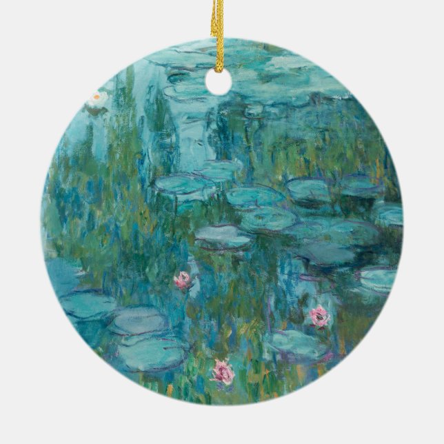 Ornamento De Cerâmica Lírios de água (por Claude Monet, 1915) (Traseira)