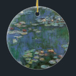 Ornamento De Cerâmica Lírios de Claude Monet, Flores Vintage<br><div class="desc">Lírios (1916), por Claude Monet. Water Lily é uma pintura floral de arte impressionista vintage. Jardim de flores da primavera Monet em Giverny, França. Esta paisagem é uma das muitas variações das pinturas de lírio-d'água que Monet pintou por seu lago. Sobre o artista: Claude Monet (1840-1926) foi o fundador do...</div>