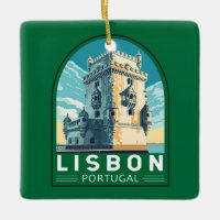 Lisboa Portugal Belem Torre Viagem Retro Emblema