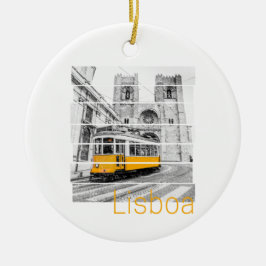 Ornamento De Cerâmica Lisboa Portugal Vintage Holiday Tram Souvenir
