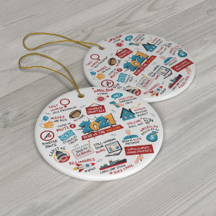 Ornamento De Cerâmica Lista de 2021 Ano de Vacina Pandêmica em Árvore de