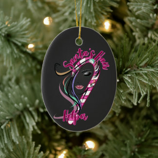 Ornamento De Cerâmica Lista de Cabelos de Natal - Auxiliar de Cabelo Pap